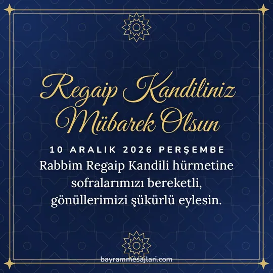 Regaip Kandili resimli mesaj kartı